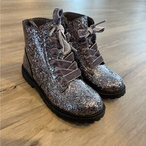 Old Navy Glitter Lace Up Boots - Silver